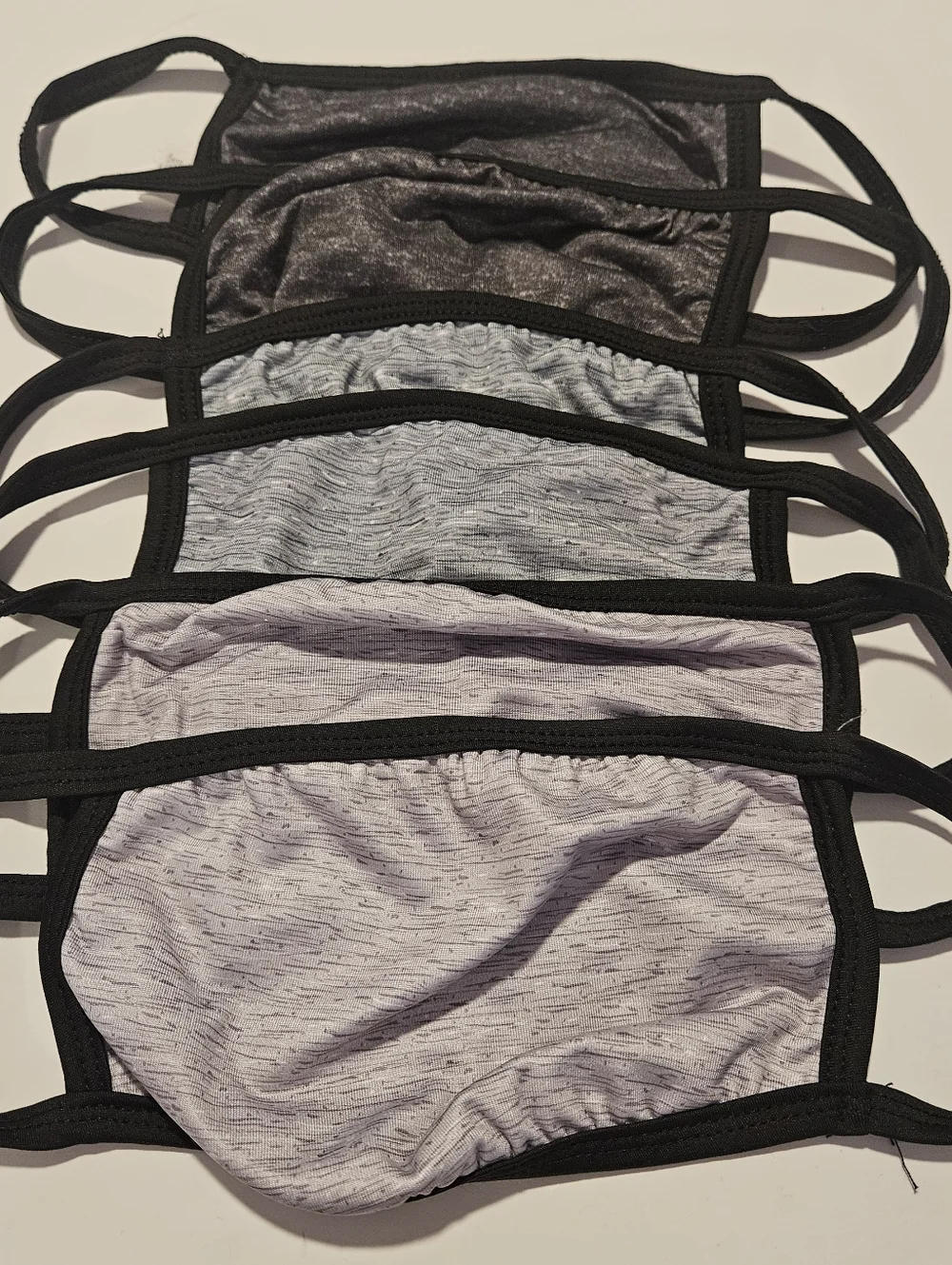 Set of 23 Reusable Fabric Decorative Face Masks with Ear Loops. Black, Silver,